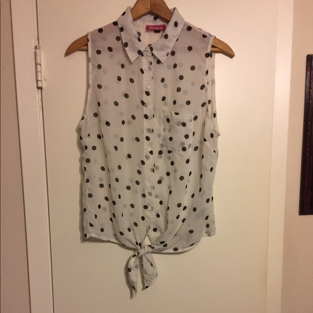Woman’s poka-dot top